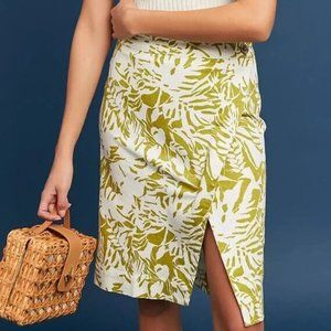 Anthropologie Maeve Tropical Faux Wrap Skirt Size 6 Stretch Vacation Casual
